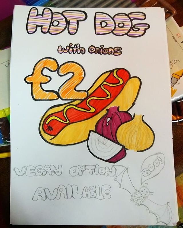 Enjoy our special Halloween hot dogs with onions for &pound;2!!! Vegan option available. 26th October at Petticoat Lane Emporium Baker Street cafe 👍