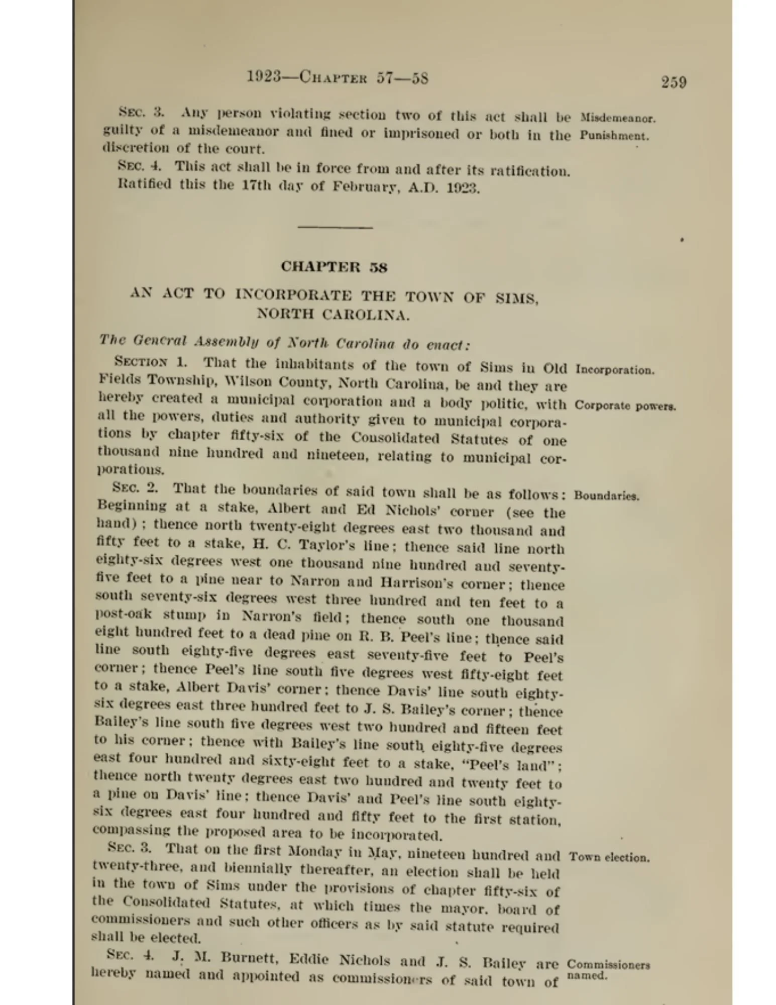 1923 Town Consolidated Charter and Re-Incorporation
