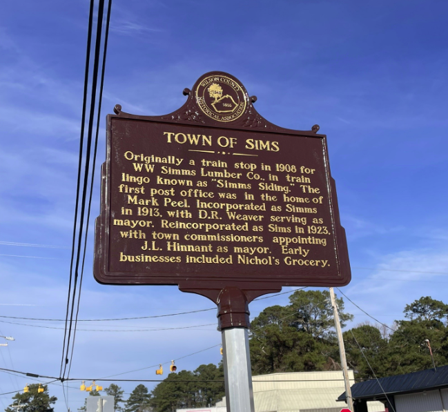 Town of Sims Historical Marker