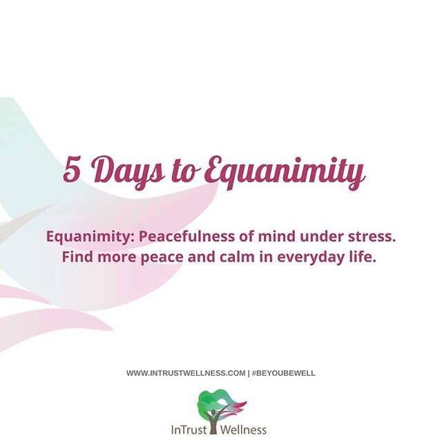Equa- wha?? Equanimity: Peacefulness of the mind under stress.
.
I am so excited to invite you to this 5-Day workshop where my goal is to help you bring more peace, calm, and equanimity  into your daily life, even amidst the stress.
.
It&rsquo;s no s