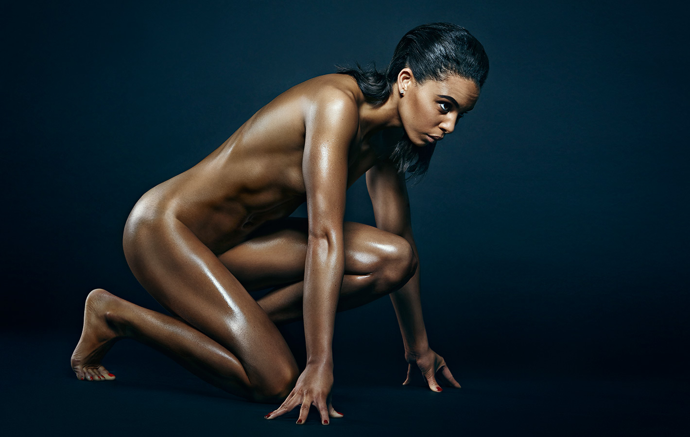 Nude black female model
