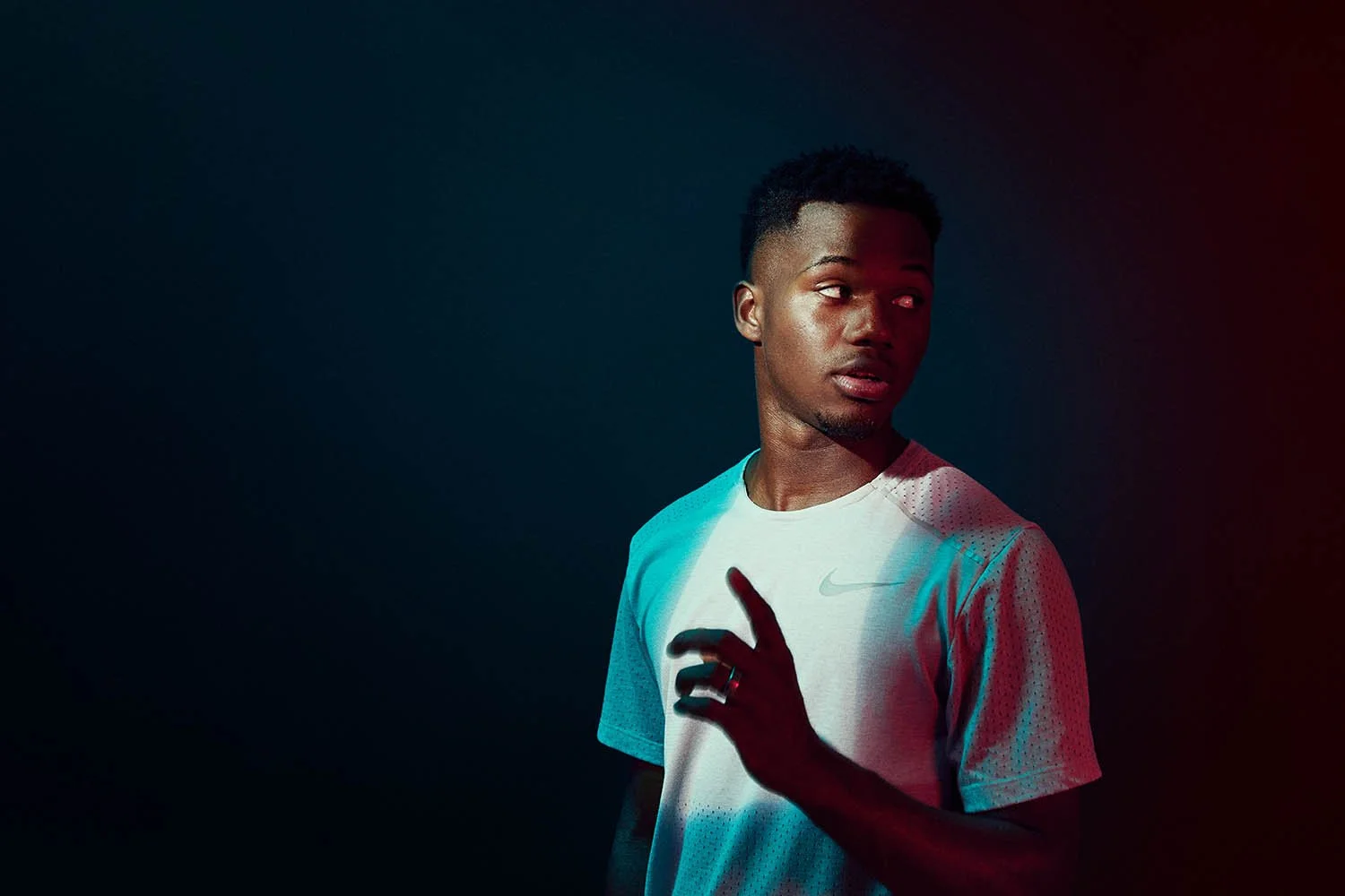 Barcelona football player Ansu Fati is photographed in the studio portrait by sports lifestyle photographer Jon Enoch