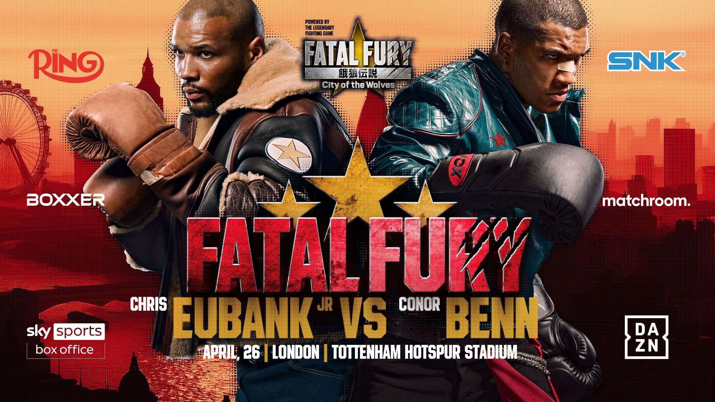 Sports Advertising image of Conor Benn and Chris Eubank Jr - key art boxing promotion shot in Dubai and Spain