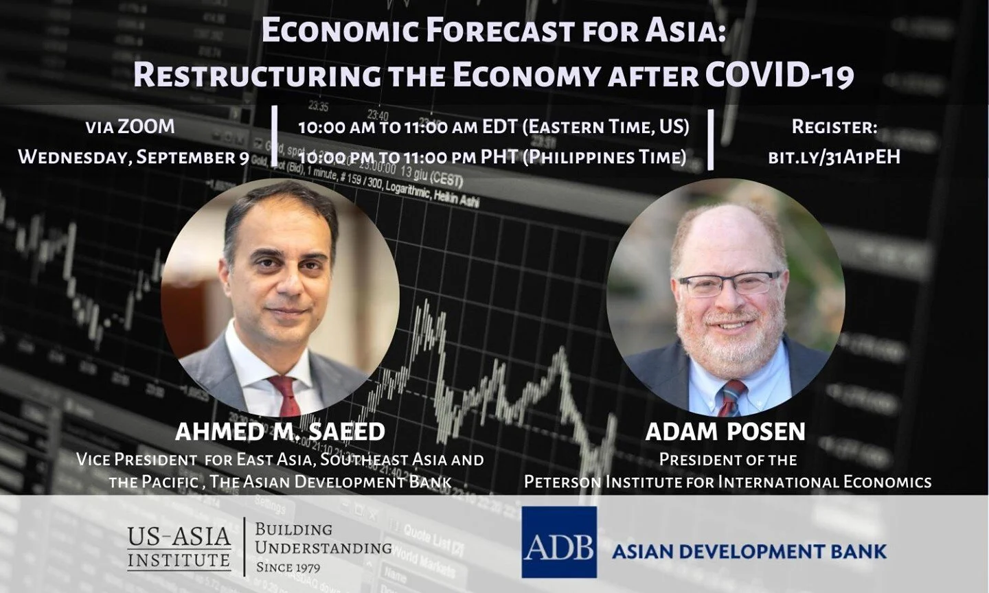 🎉WEBINAR🎉
Join Us on Sept 9 at 10 am EDT (10 pm Philippines Time)
Two prominent thought leaders from @adb_hq and PIIE will examine how specific Asian nations are lifting their economies in the face of COVID-19 and preview economy trends moving forward.

RSVP: http://bit.ly/31A1pEH (LINK IN BIO)