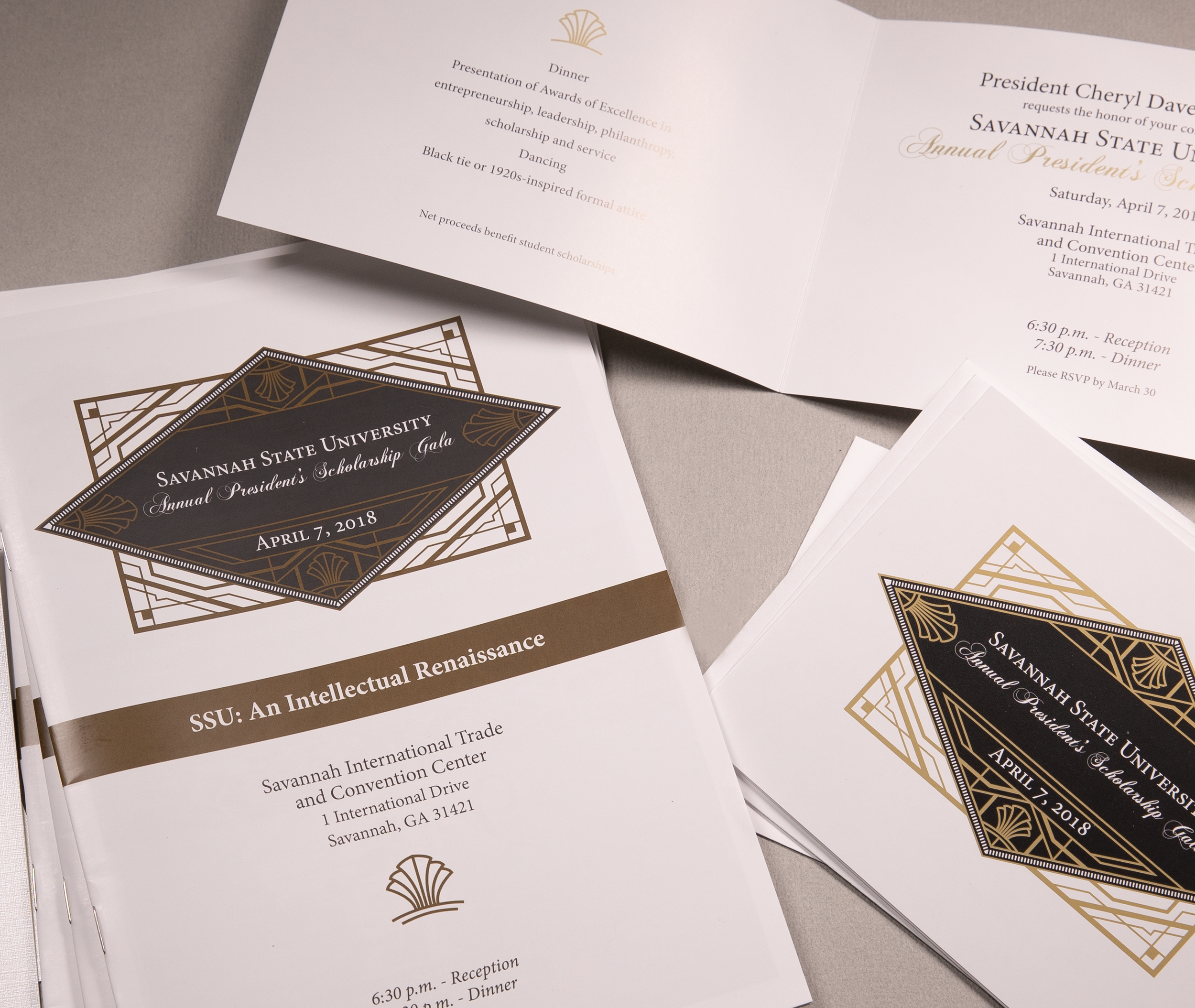  Art Deco invitations and program for 1920s gala 