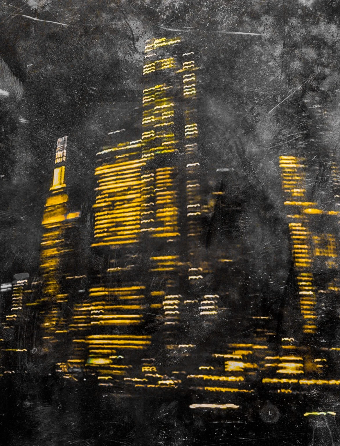 Two Color Abstract Imprint of City