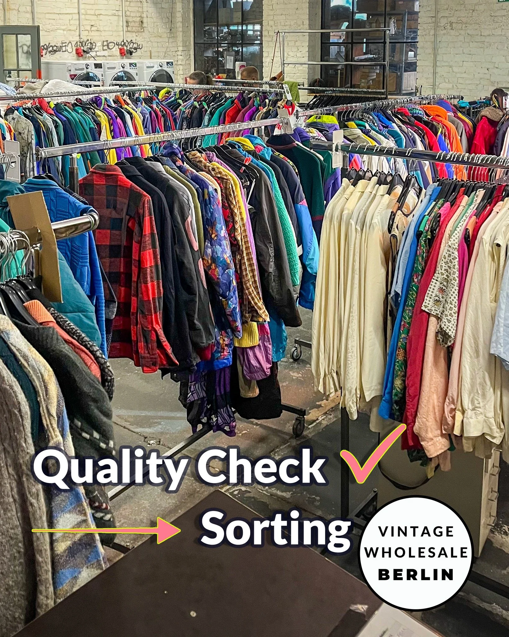 ✅ This is what we do every day at our warehouse.

Quality check. Sort. Make every piece shop-ready.
So when you arrive, every true vintage piece is ready to go straight to your shop.

Quality check means every zipper, every button,every fabric is ins