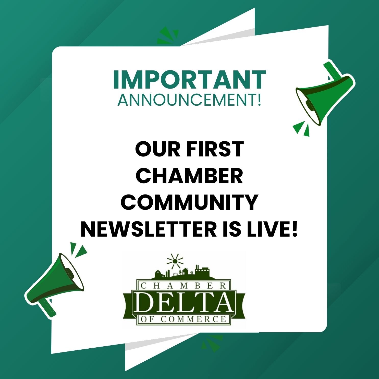 🗞️EXTRA EXTRA READ ALL ABOUT IT!!!🗞️

Our Newsletter is Live. If you are already subscribed and received this newsletter on Friday, you don't need to use the Subscribe Button. 

https://mailchi.mp/18af901ebbfa/chamber-news-january

#news #Delta #Up