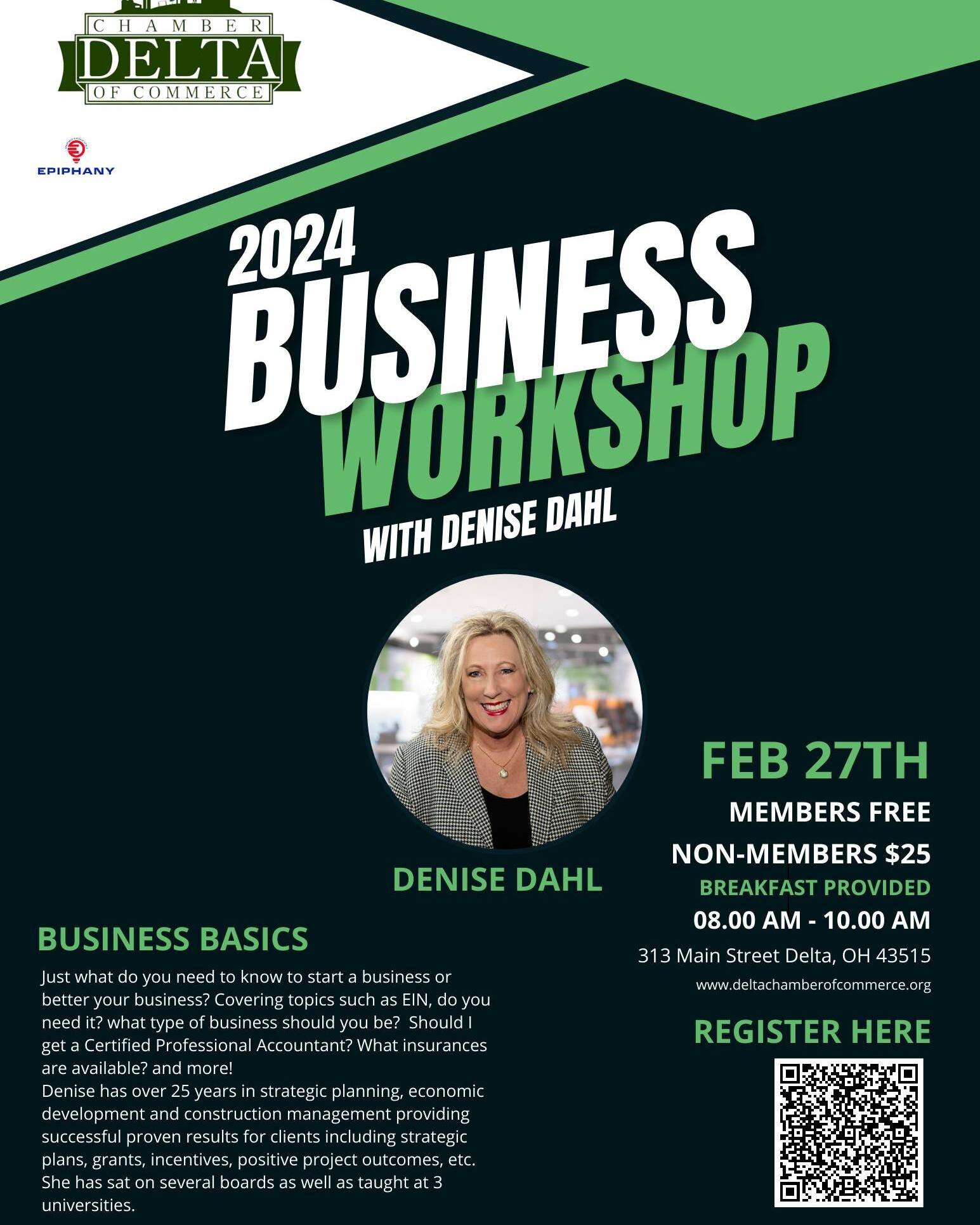 To Our Local Small Business Owners: 

We want to see you succeed in 2024!🎉 Running a business is hard work, and we are here to help make things a little easier. Join us for our first workshop of the year, Business Basics Workshop on February 27. 

I
