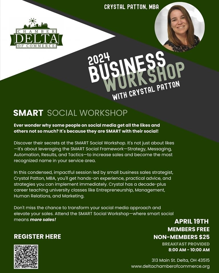 The Delta Are Chamber of Commerce is hosting a small business workshop to help small businesses crack the code of using your social media for effective marketing. 
Sign up with the link in the comments..