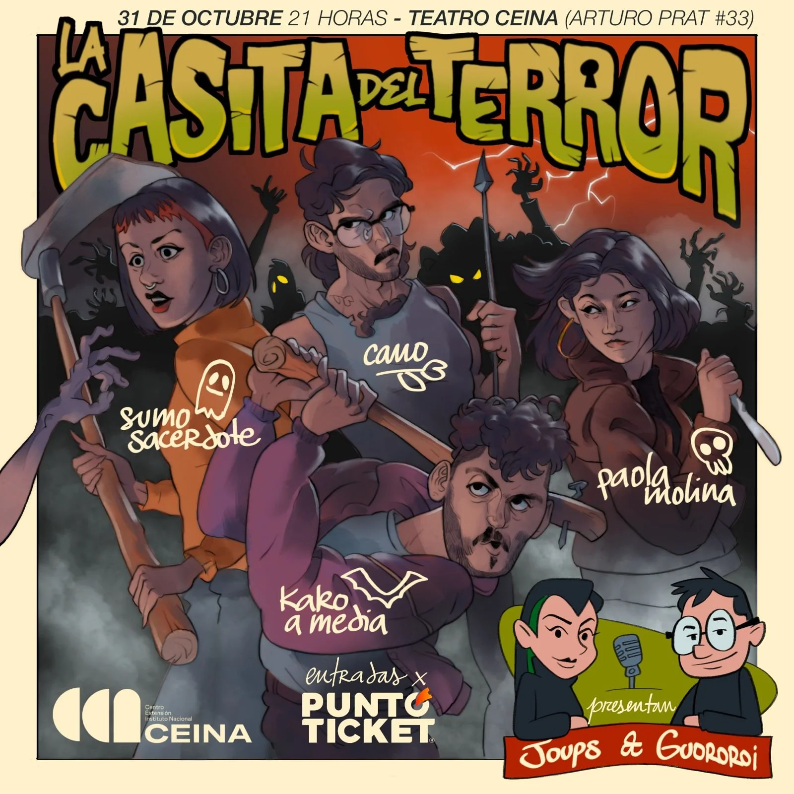 La Casita de Terror Vol. 1: Noche de comedia junto a Paola Molina, Kakoamedia, Cano Saavedra y Pau San Martín