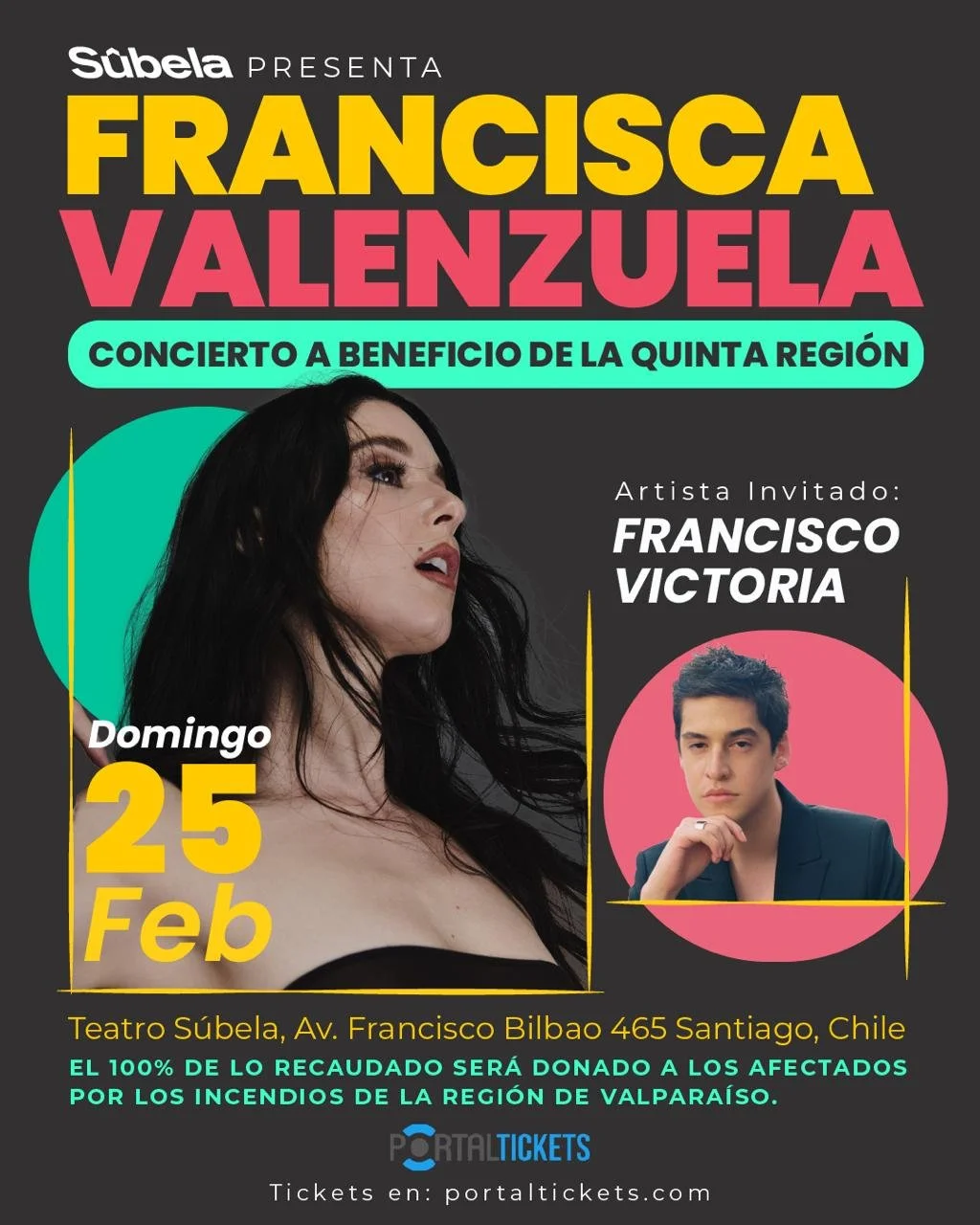 Súbela presenta: Francisca Valenzuela en concierto a beneficio para la Quinta Región