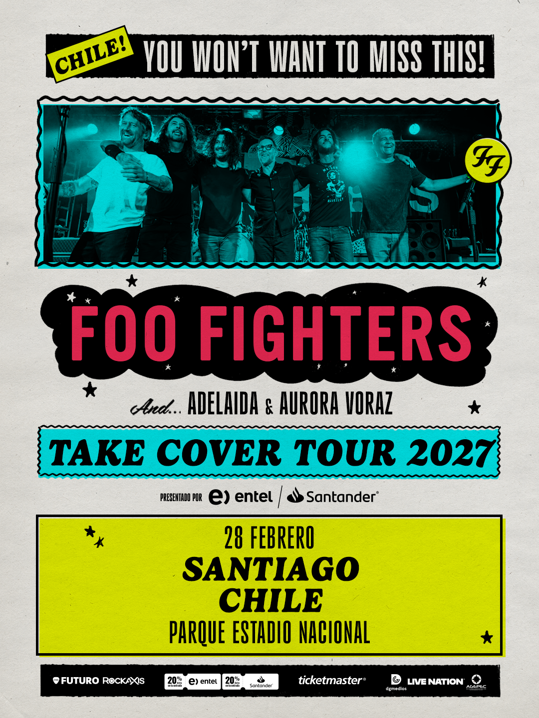 Foo Fighters regresa a Chile el 28 de febrero en el Parque Estadio Nacional