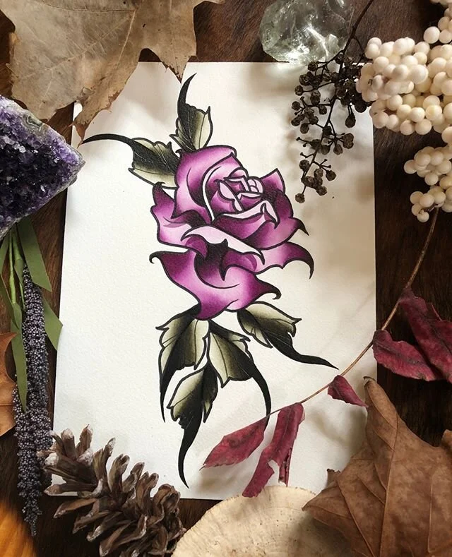 ✨Would love to tattoo this rose 🥀✨⁠
.⁠
.⁠
This painting is available to purchase at $75 (7x10) Dm me if interested!⁠
.⁠
.⁠
🌙As always DM If interested in getting my work be it tattoos or paintings!🌙⁠
.⁠
.⁠
✨Check out my Etsy store at Etsy.com/shop