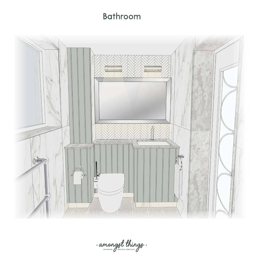 You may have seen that the builders are onsite with this project at the moment. 🙌🏻🎉 

So, I thought I would share some of our early interior design visuals and drawings with you. 🤓 

It's a small, but now perfectly formed ensuite bathroom, attach