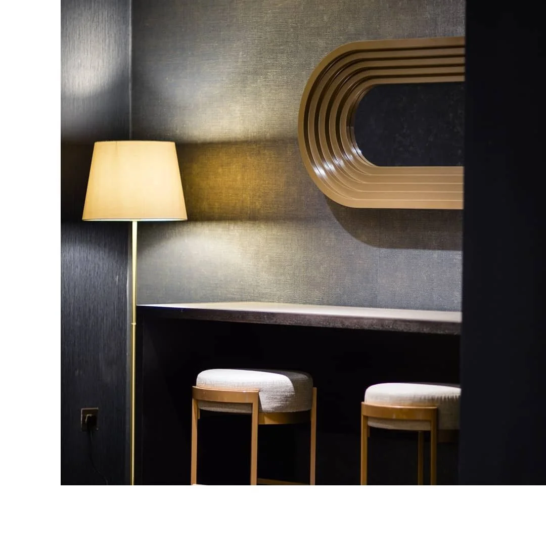 L I G H T I N G : 

E X I B I T&nbsp; C 🌃
I remember this project was always changing due to budget and time frame. This residents lounge is in the basement of the building, it original had a void in the ceiling which created a double height light w