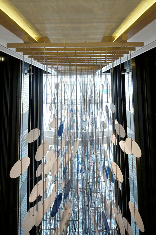   Gateway to the Hidden Part of the Sky 2010 
 Installation View 
 Aluminum composite panel, aluminum, polycarbonate, stainless steel rod, Kanar, ink  