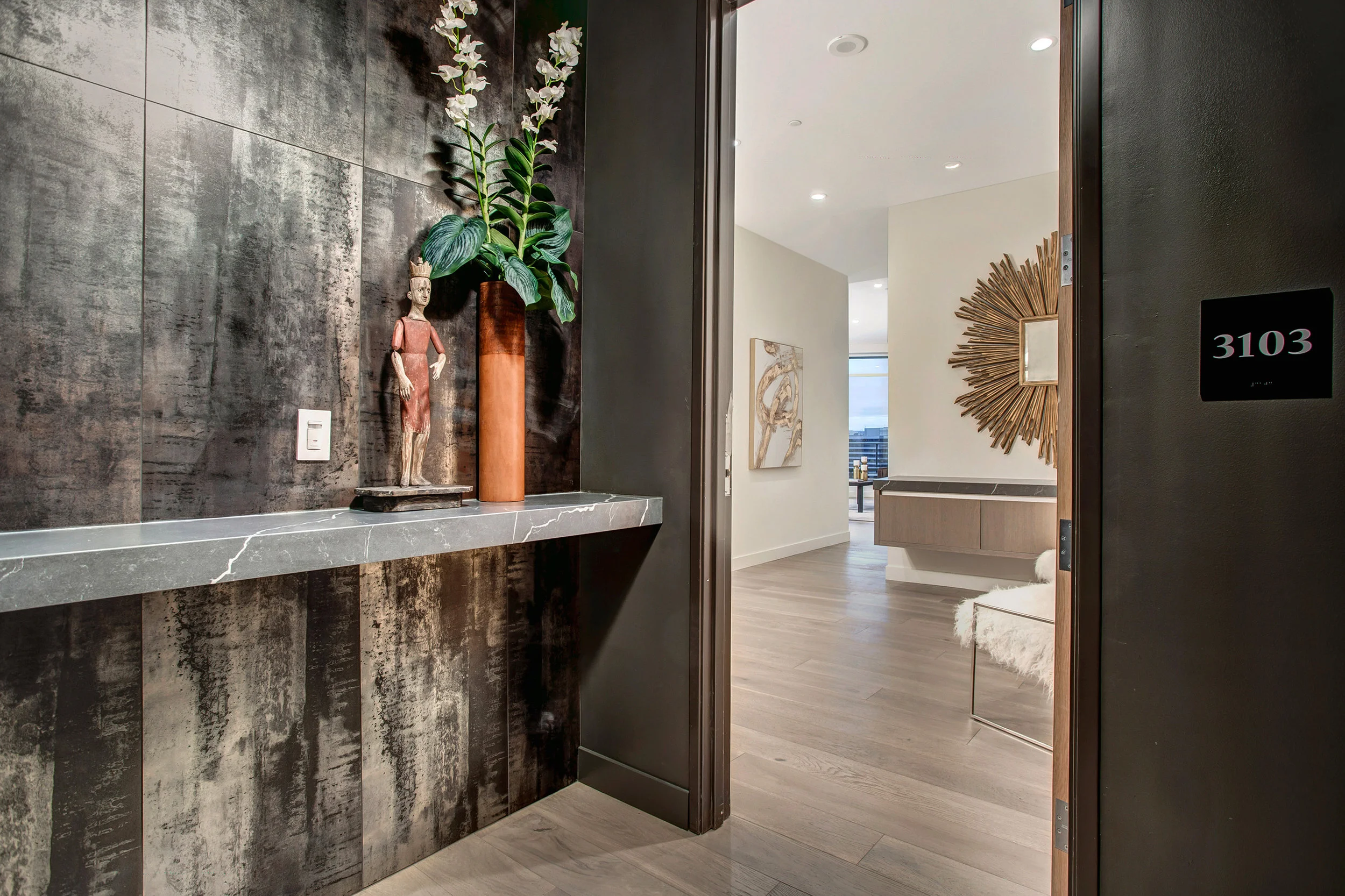 The luxury of a private vestibule to greet you and guests before entering the penthouse.