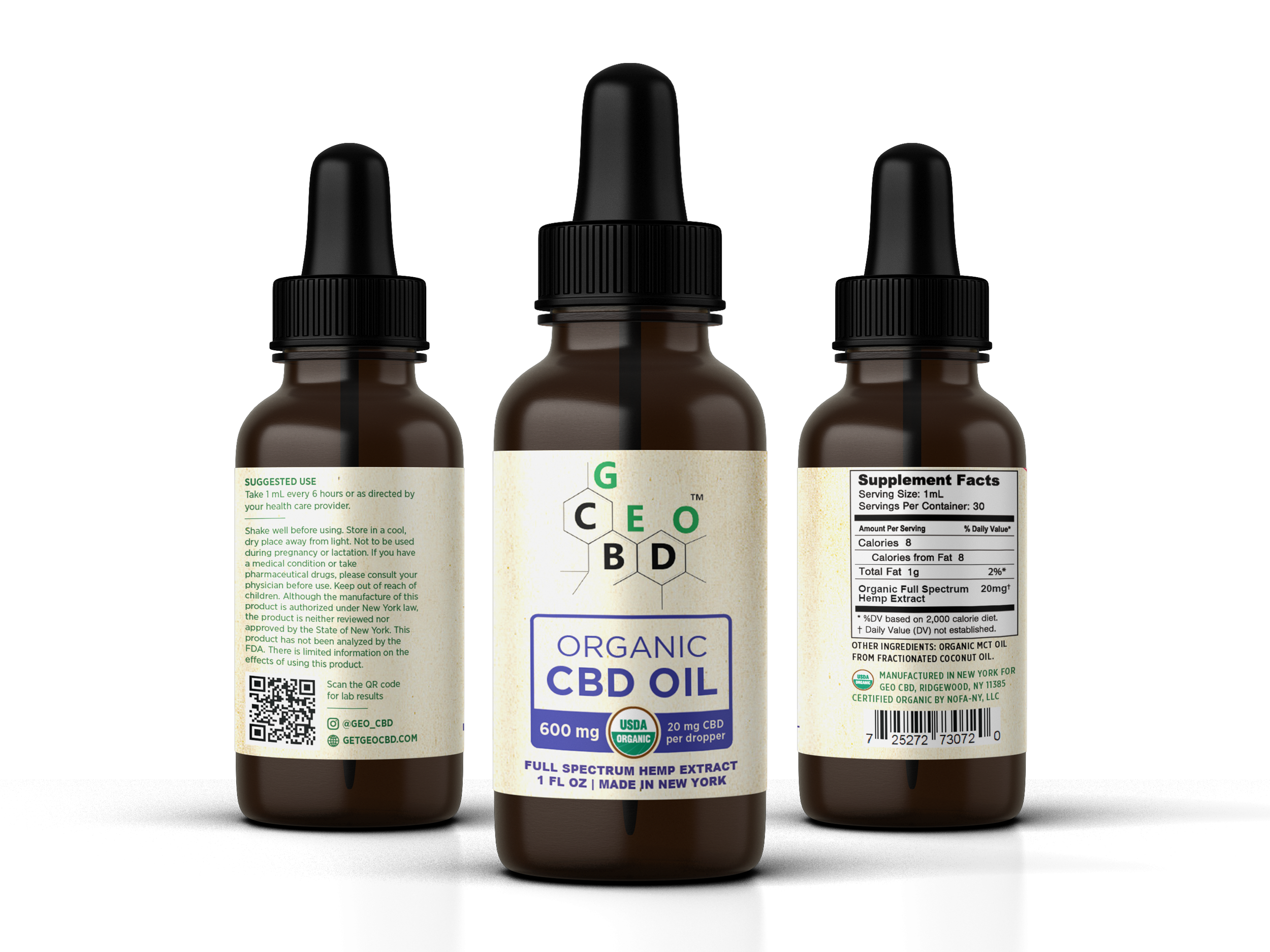 600mg Full Spectrum USDA Certified CBD Oil