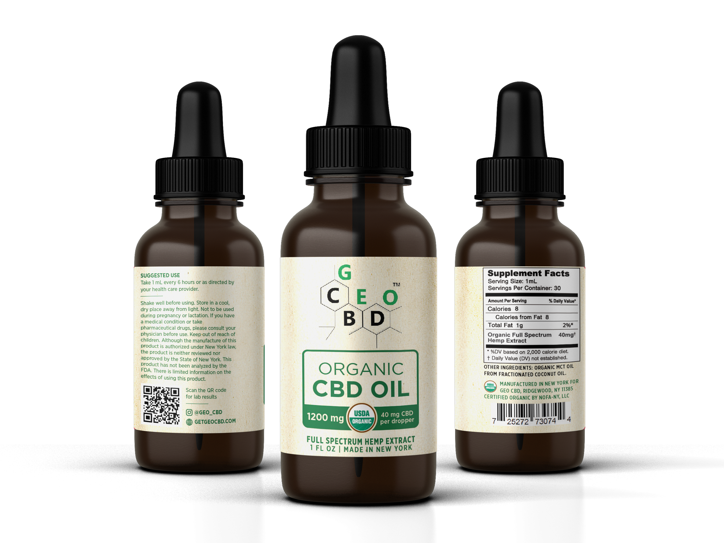 1200mg Full Spectrum USDA Certified CBD Oil