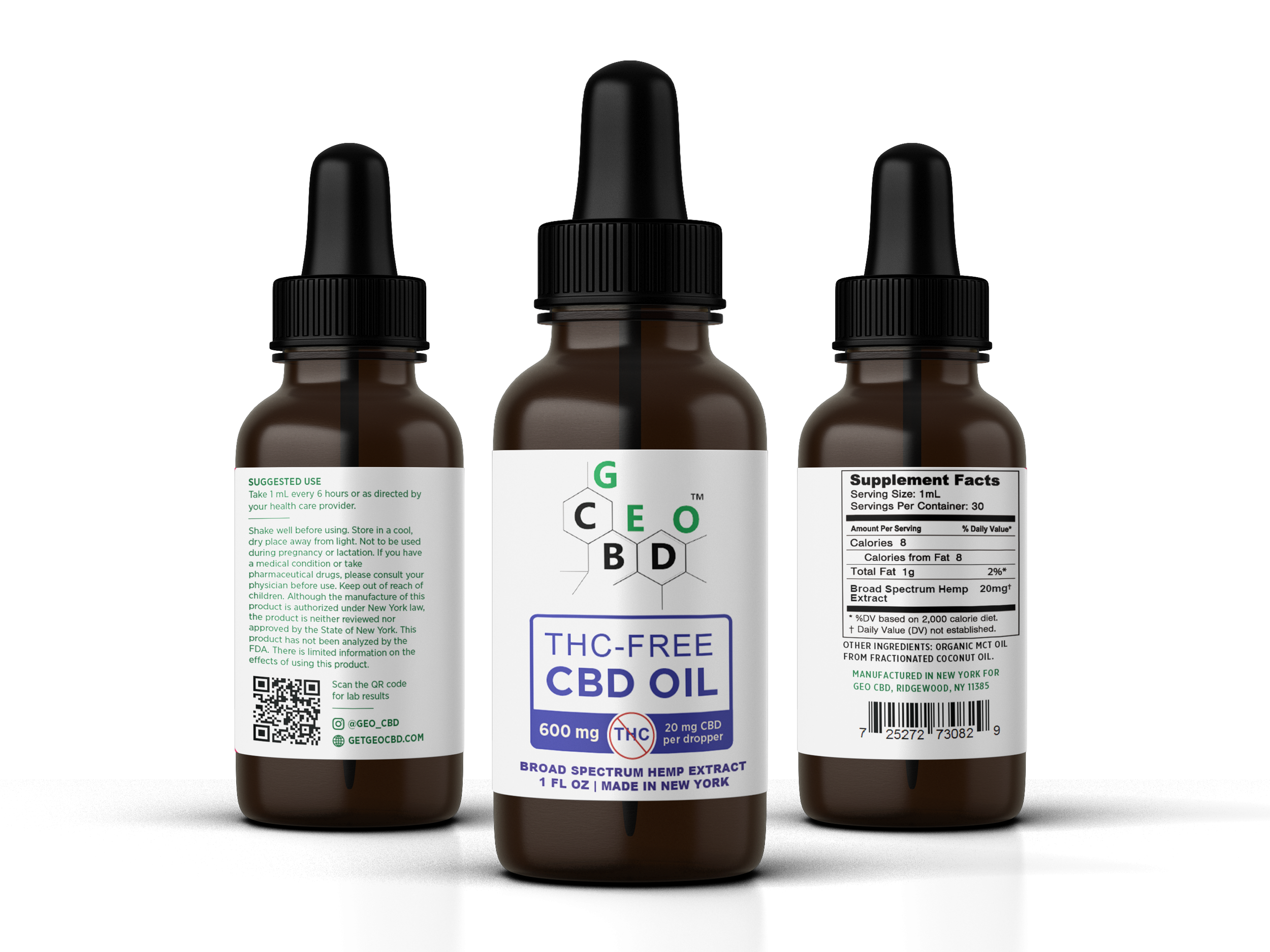 600mg Broad Spectrum THC Free CBD Oil 