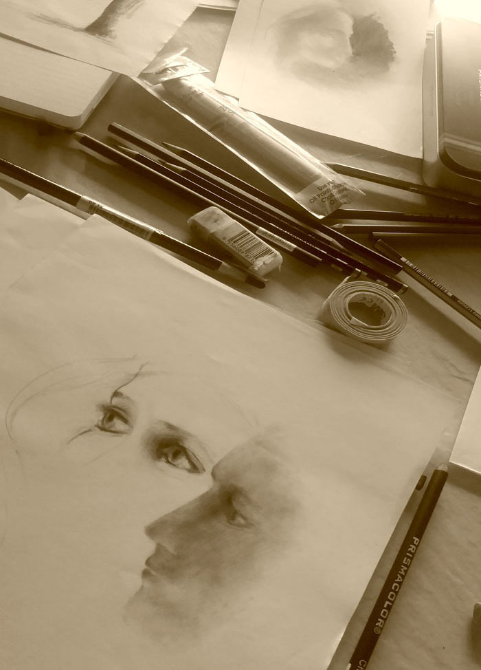 Sketches of Mary created by a local artist to reflect visions.