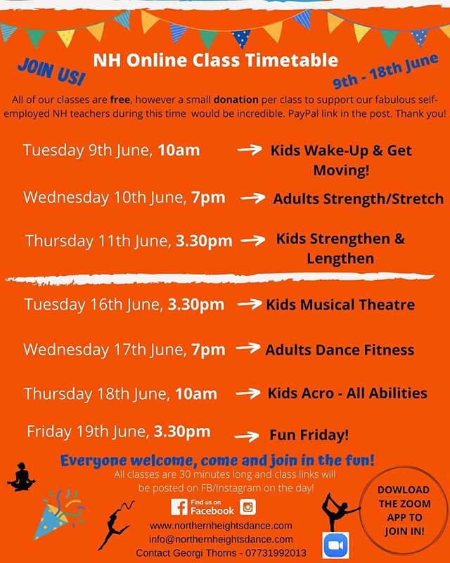 🌟 NEW ONLINE TIMETABLE 🌟
.
Please notice there are a few changes to the usual times of classes ⬆️ We are going to be doing 1 kids class in the morning (10am) and 1 in the afternoon (3.30pm) to enable as many kids as possible to join us! Adults clas