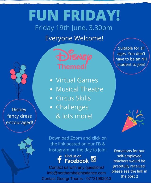 🌀FUN FRIDAY 🌀
.
🔹 This Friday @ 3.30pm &gt; Disney Themed!
.
Everyone welcome 🦋