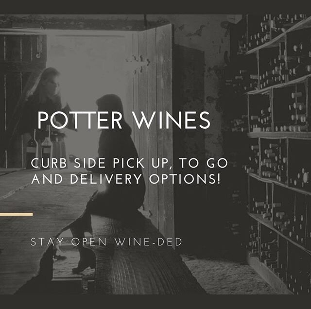 Cheers to @potterwines for curbside pick ups. 🍷 This husband and wife team is working hard prepping for 
curbside pick up : Thursdays through Saturdays, 3-6pm and Sundays 12-3pm. FREE delivery on orders of $50 or more within Ada county. We also have