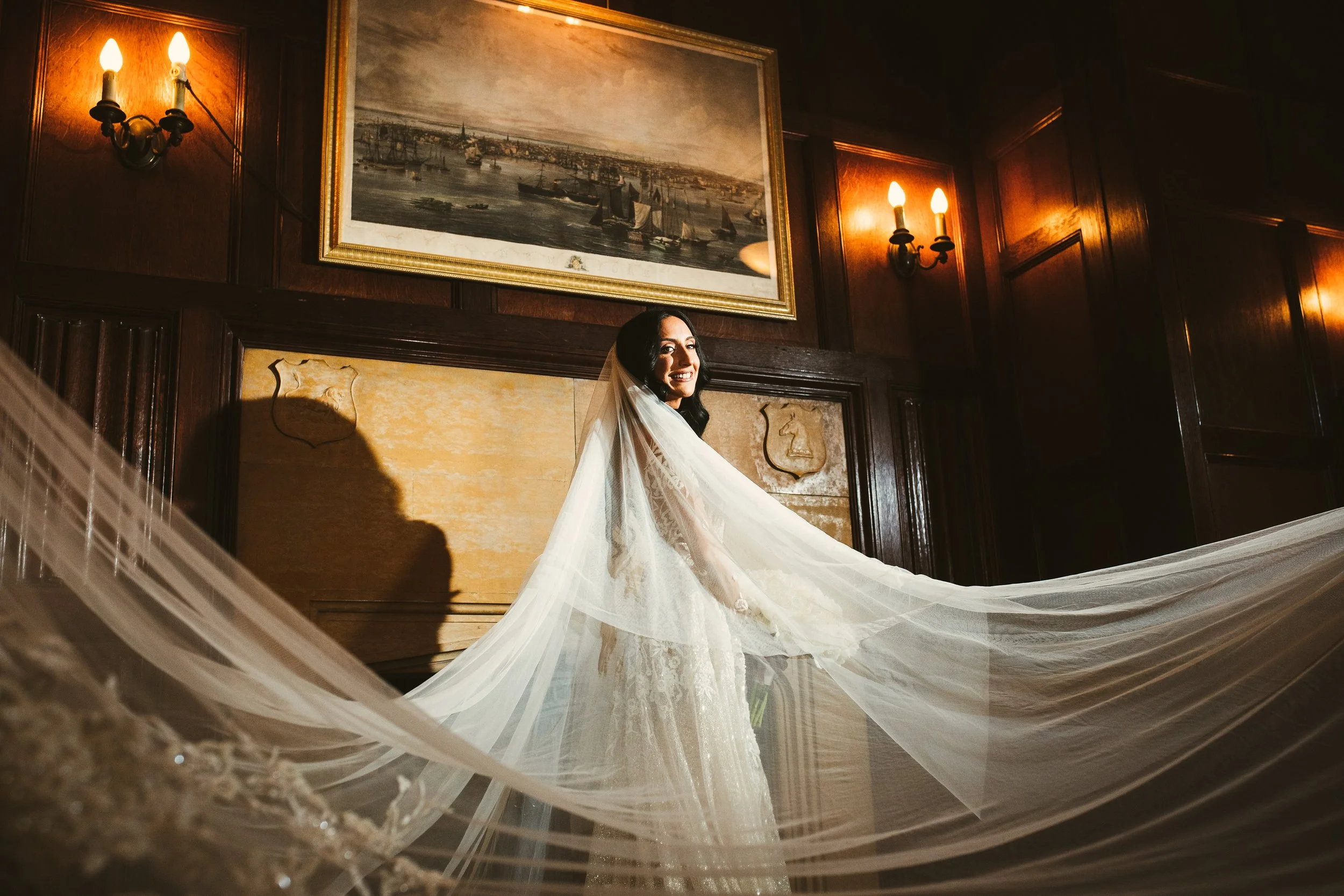 Bride and her wedding veil