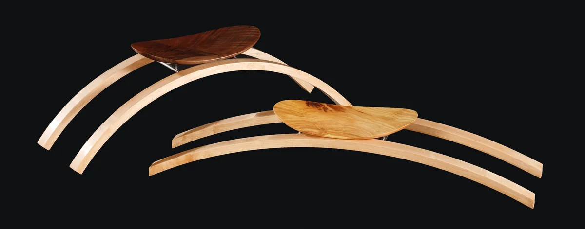 Japanese Meditation Stools, 2012. Maple Lamination, Walnut, Yellowwood