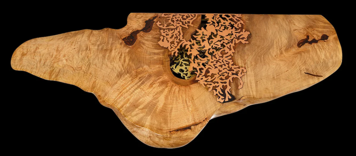 Collaboration II, 2017. Curly maple, brass, copper
