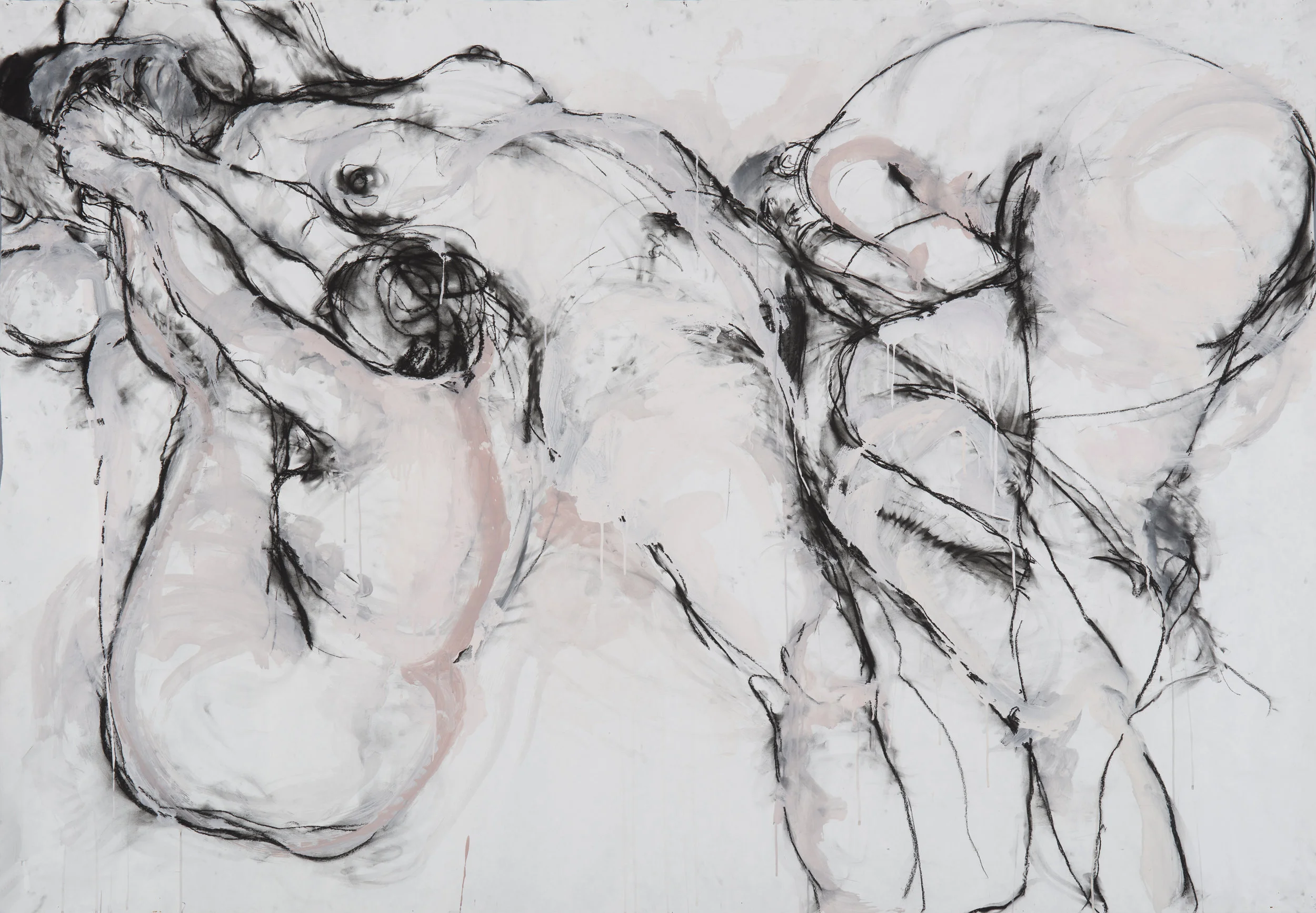 "Refuge", charcoal and gouache on paper, 60" x 84"