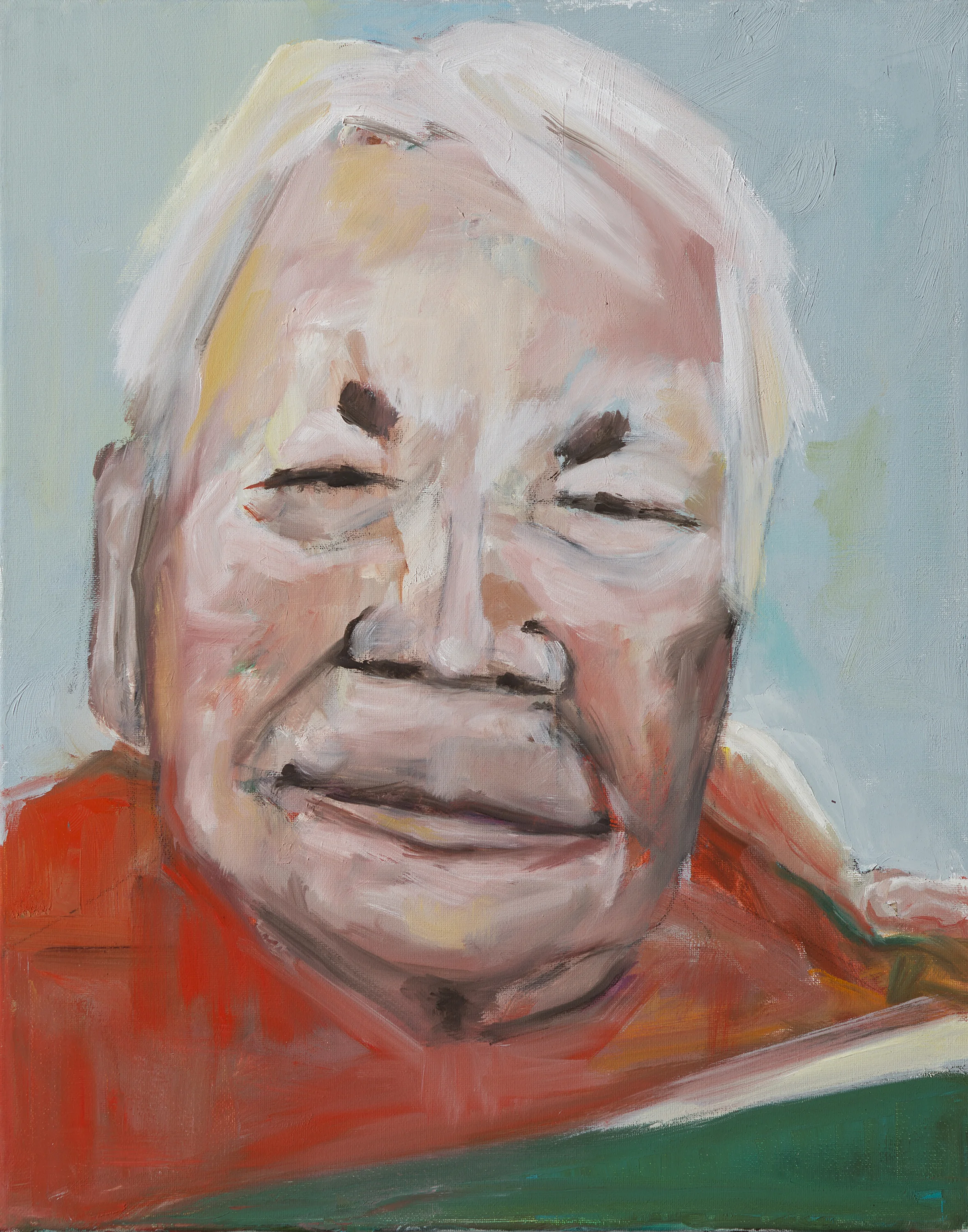 "Red Sweater" oil on canvas, 20" x 16"