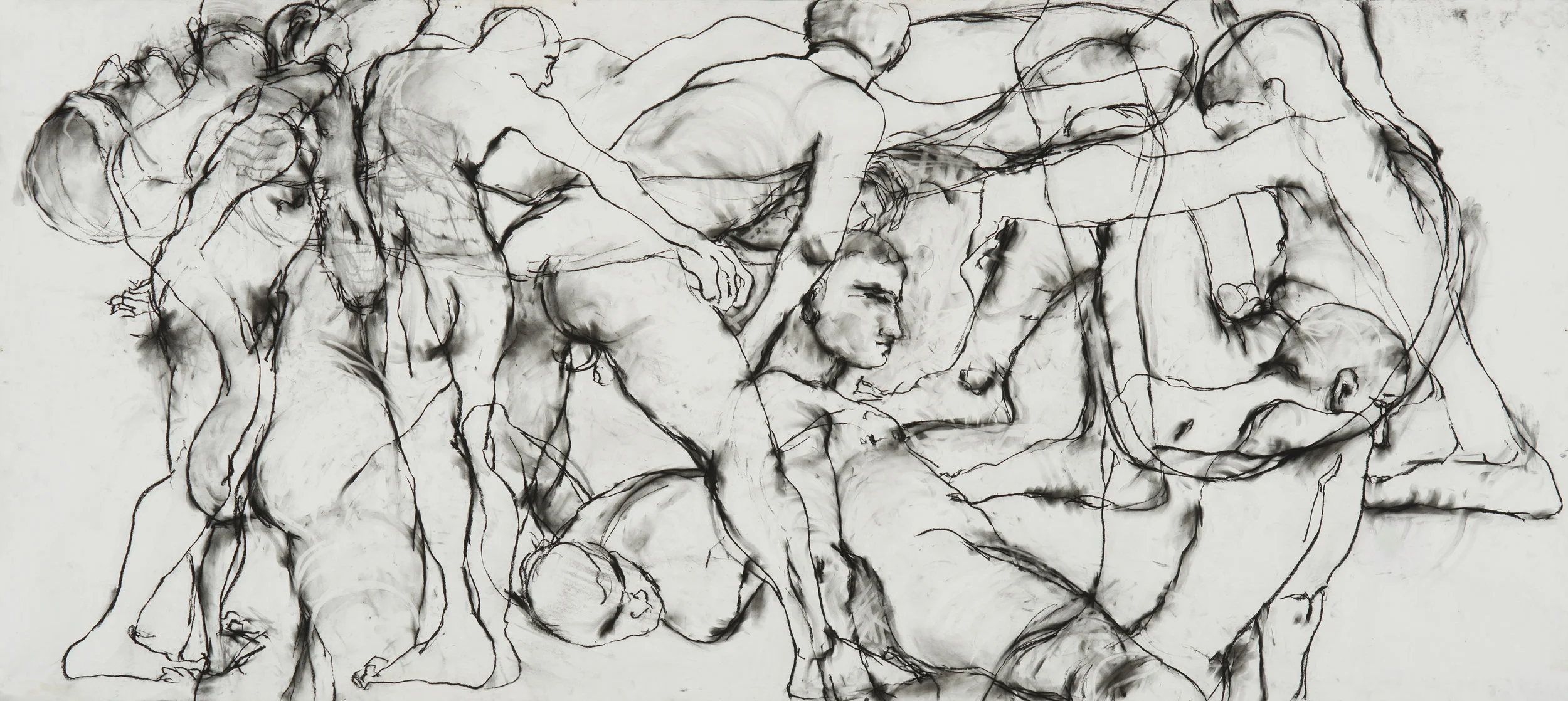 "Alex", charcoal on paper, 42" x 93"