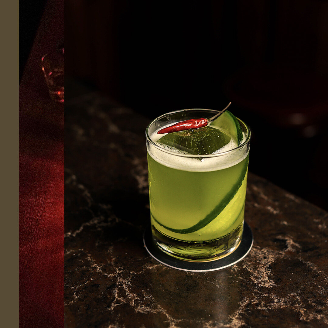 Our new signature cocktail, O.E mixes with Volcan tequila, Cucumber juice Cointreau, Lime, and Agave. The cucumber taste in this cocktail is subtle and elegant, adding a natural sweetness and a crisp, refreshing note. This cocktail is light and delic