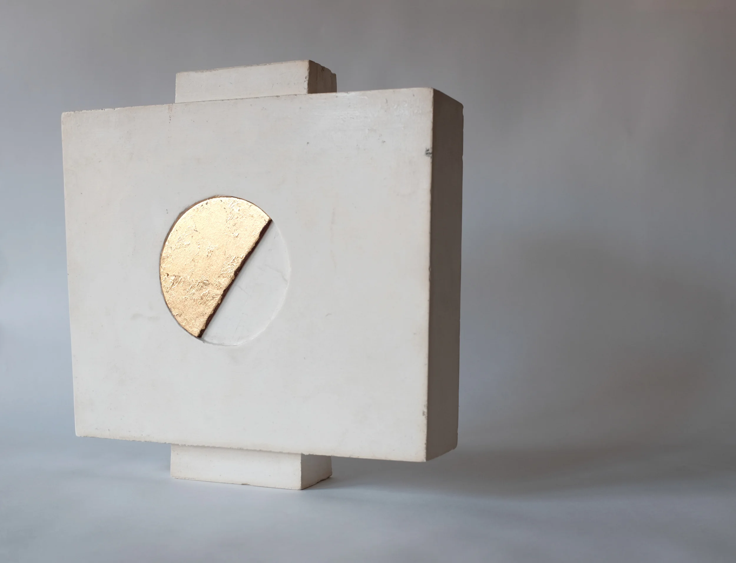  220mm h - plaster, wood, metal leaf and beeswax 