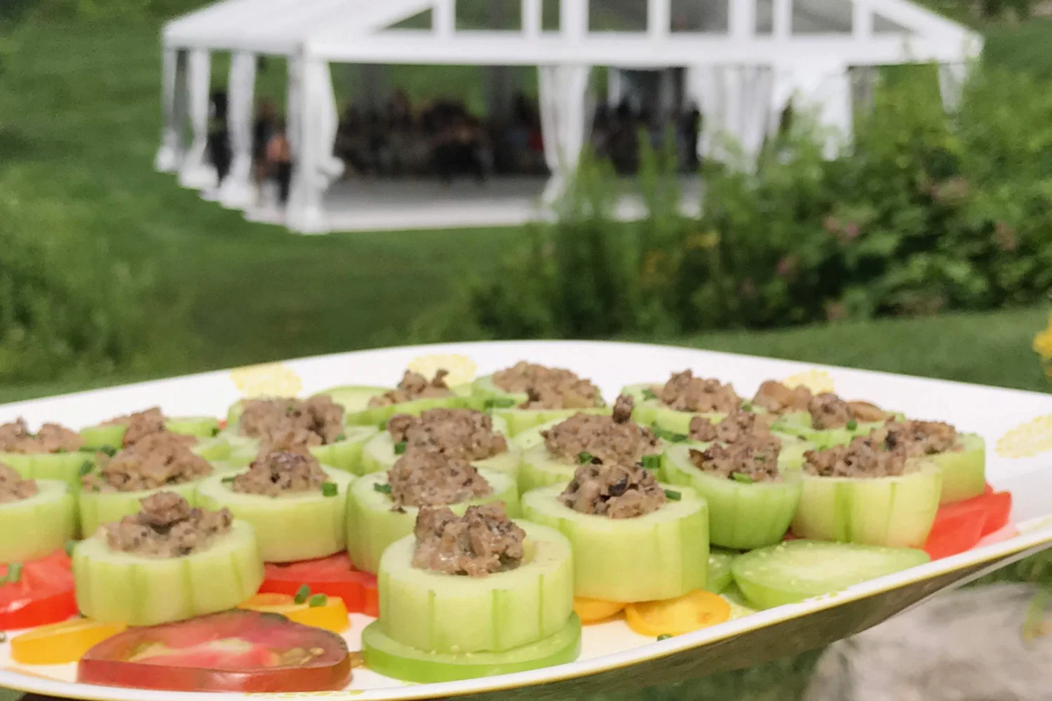 SOUVLAKI LAMB WITH TZATSIKI IN CUCUMBER CUPS