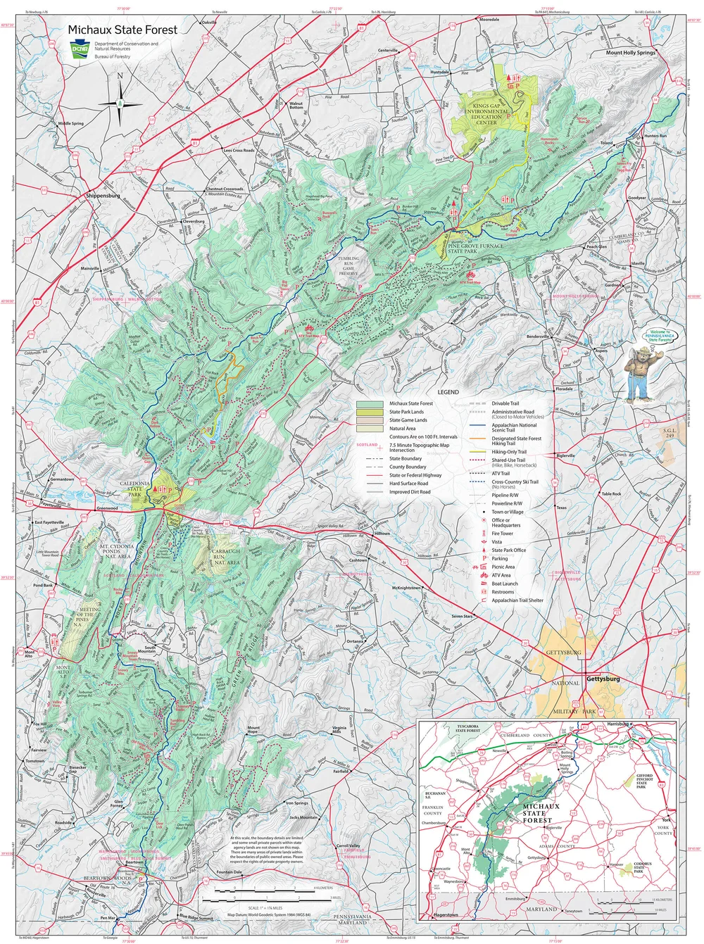 Michaux State Forest Trail Map Michaux Map — Strawberry Hill