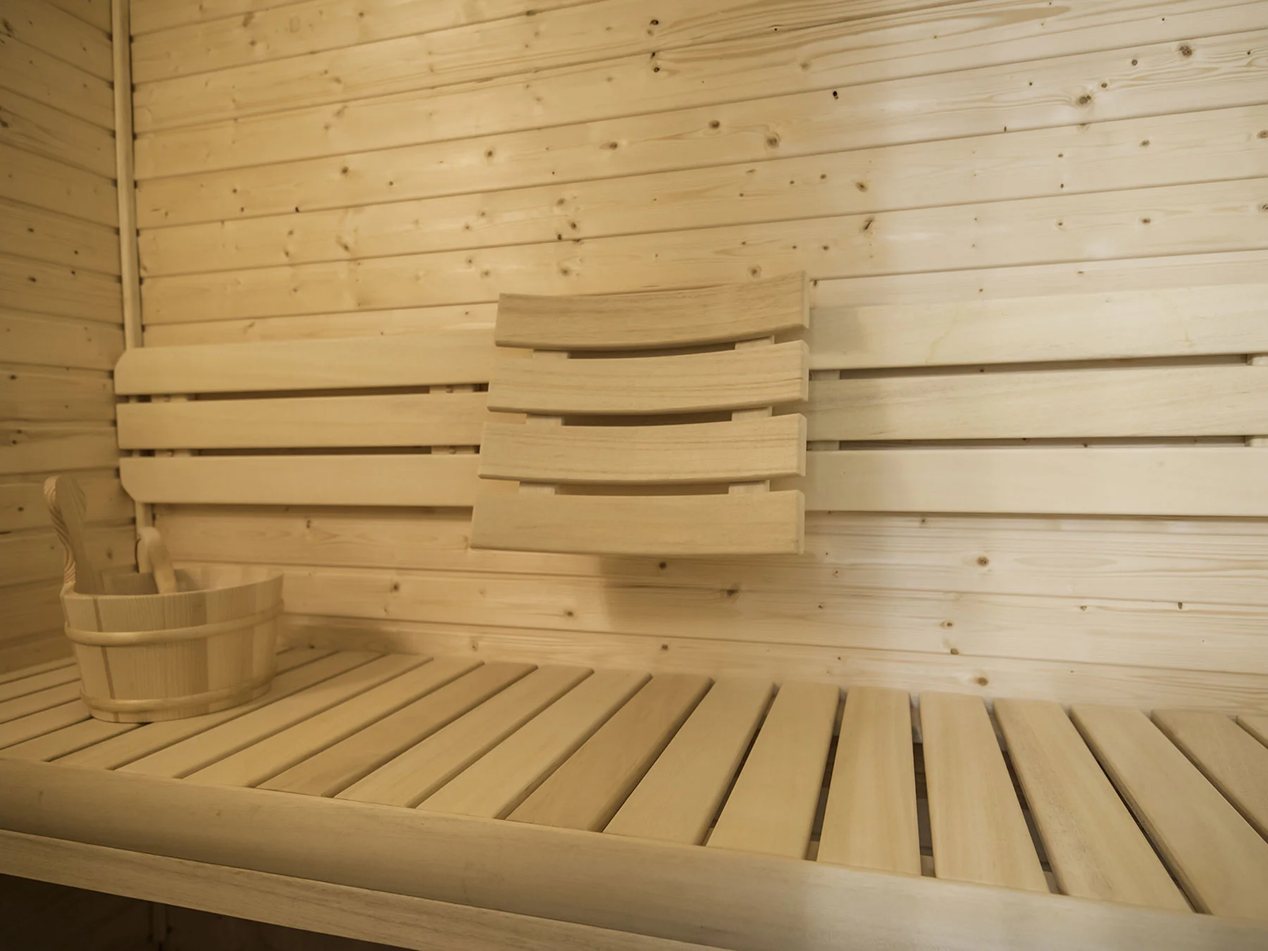 Custom sauna created with beautiful wood