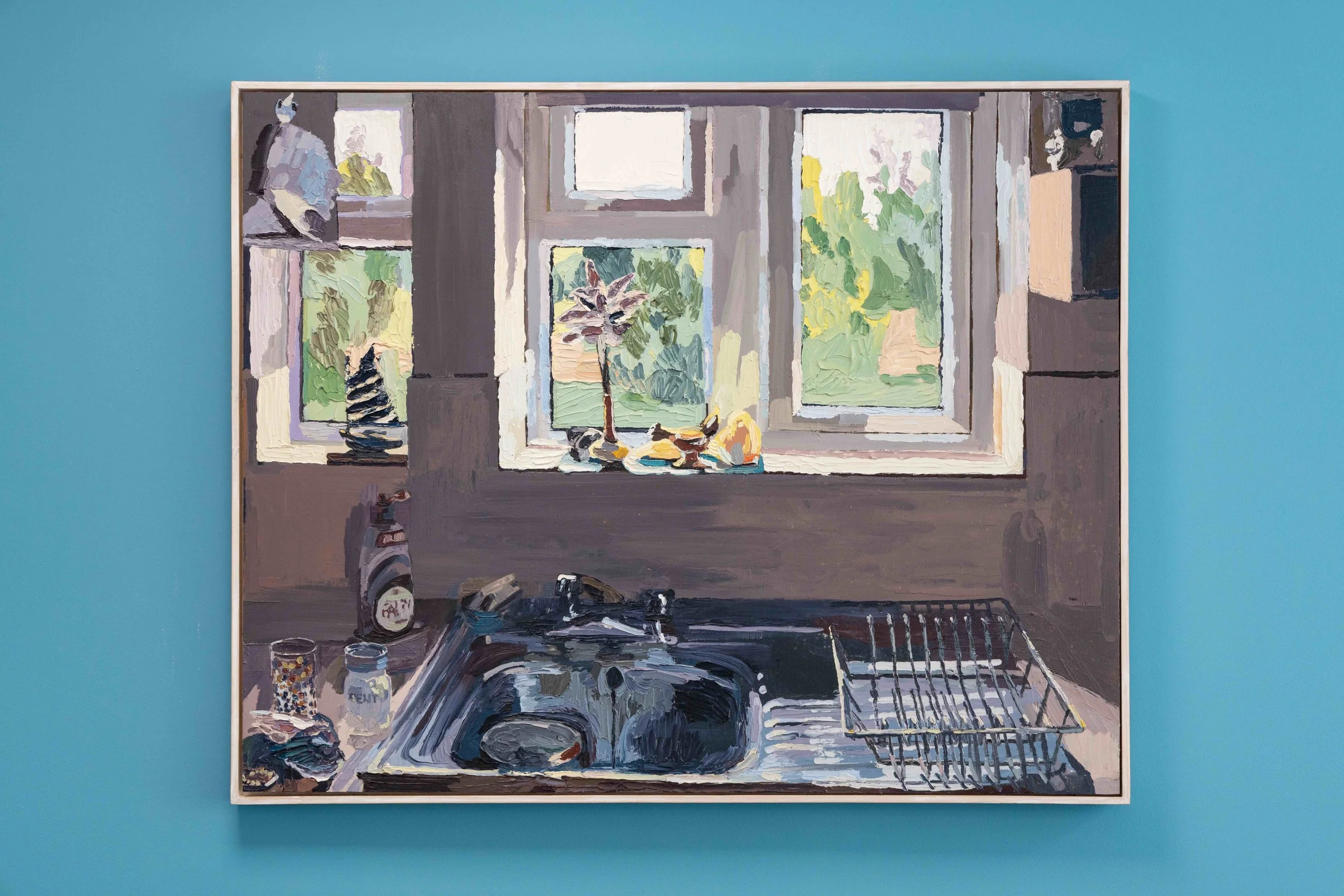 Kitchen Sink - At the beginning, when being at home all the time was new to me, 2016, oil on wood panel, framed.     80 x 100 x 2.5 cms. Photo: Ben Deakin