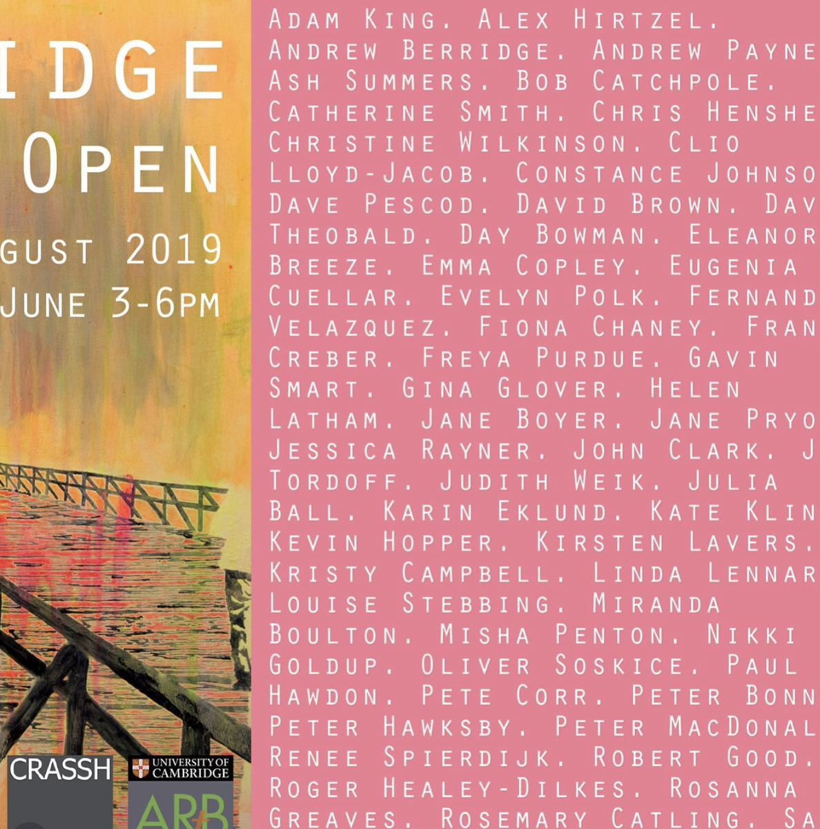 CAMBRIDGE OPEN, CRASSH, ARB GALLERY, UNIVERSITY OF CAMBRIDGE, JUNE 2019