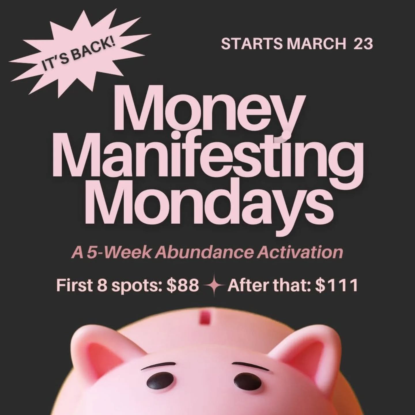 💰✨ It&rsquo;s BACK! Money Manifesting Mondays Returns ✨💰

With all the changes happening in our world right now, it&rsquo;s easy to slip out of abundance and into fear or scarcity. This class is designed to help you shift back.

Join me for Money M
