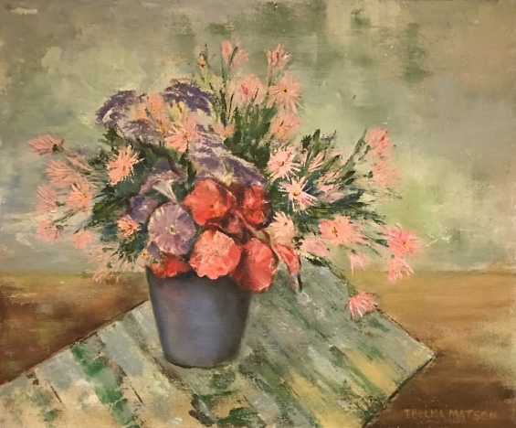 Summer Bouquet on Blue-Gray Vase on Table.jpeg