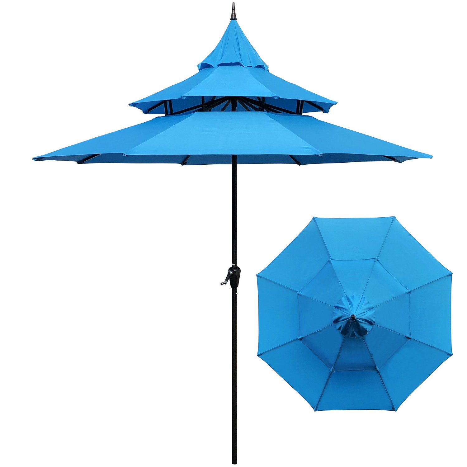 3 tier pagoda patio umbrella MASTERCANOPY 9ft 3-Tier Olefin 5-Year-Non-Fading Umbrella base is not included. COSIEST Outdoor 11ft 3 Tiers