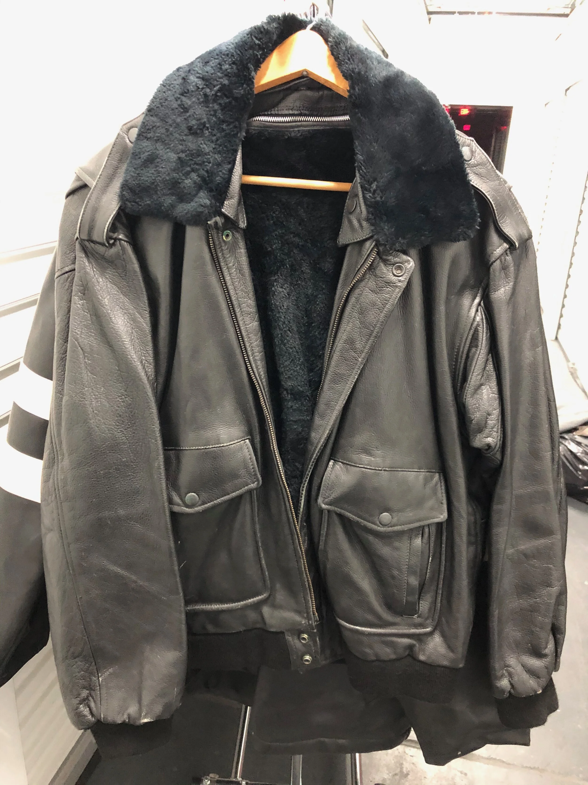Leather Bomber Jacket - L