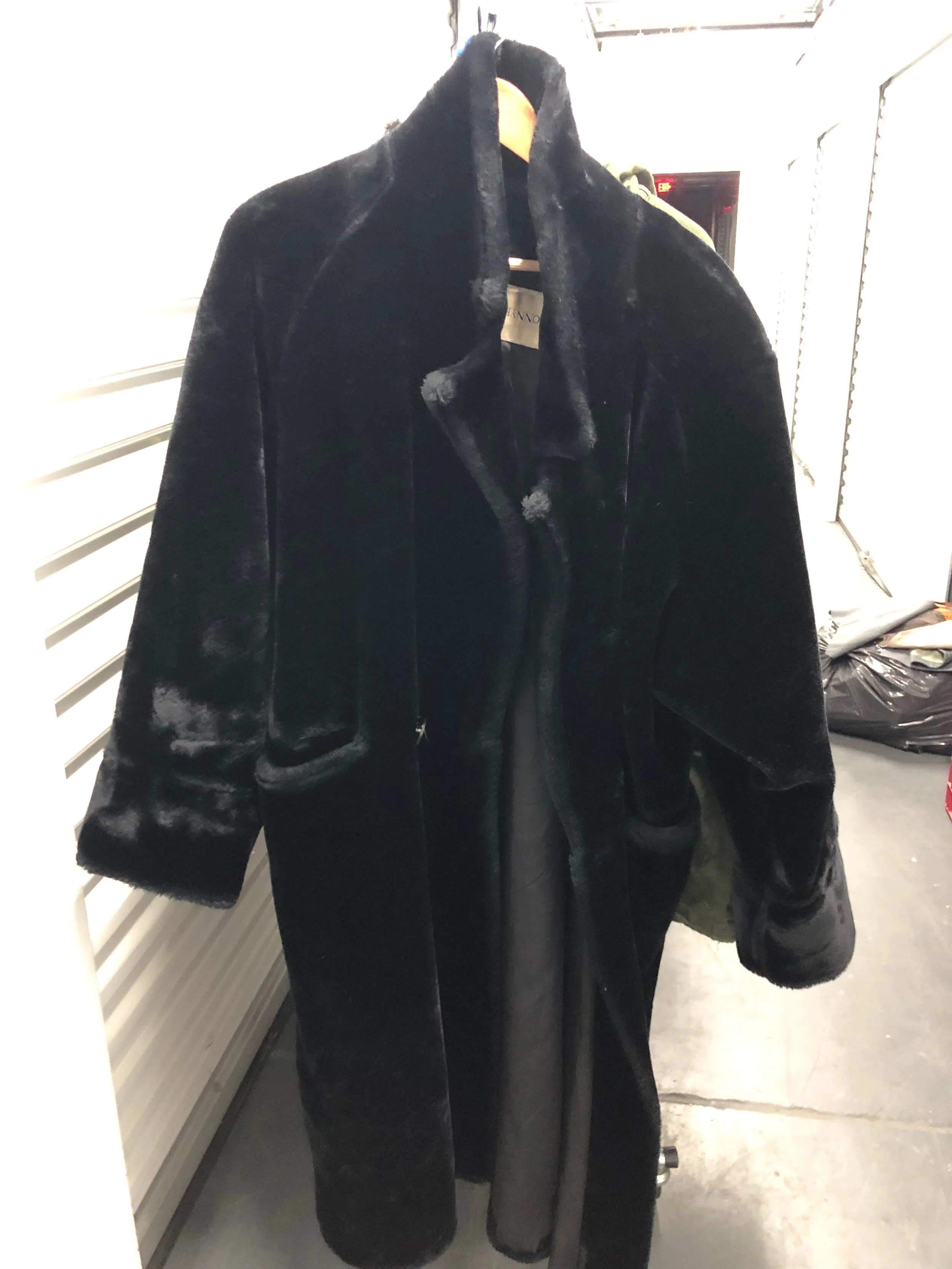 Vintage DonnyBrook Brown Wool Full Length Coat , Black Faux Fur Collar Size 10