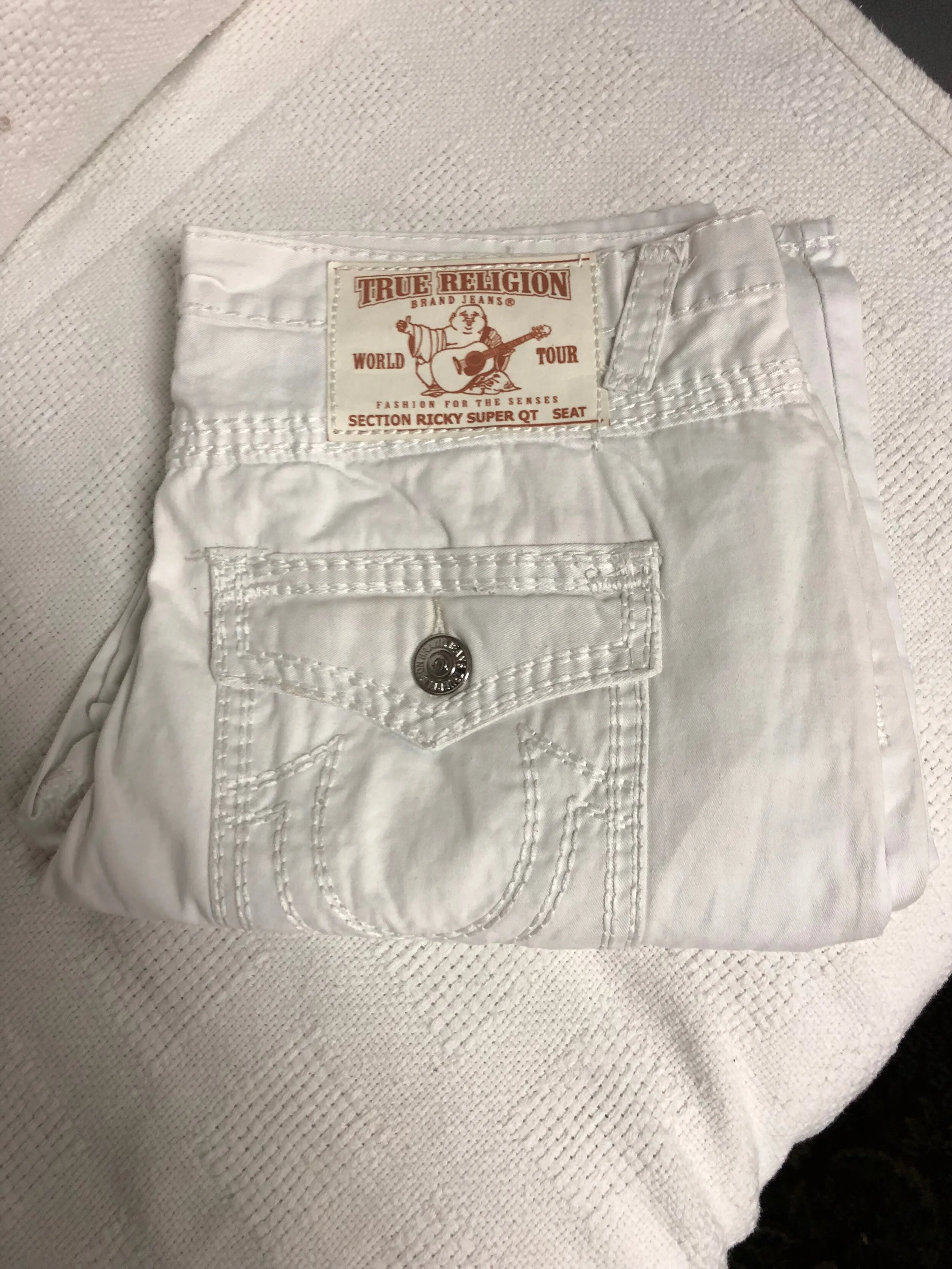 True Religion Ricky Super QT Jeans White Sz 38