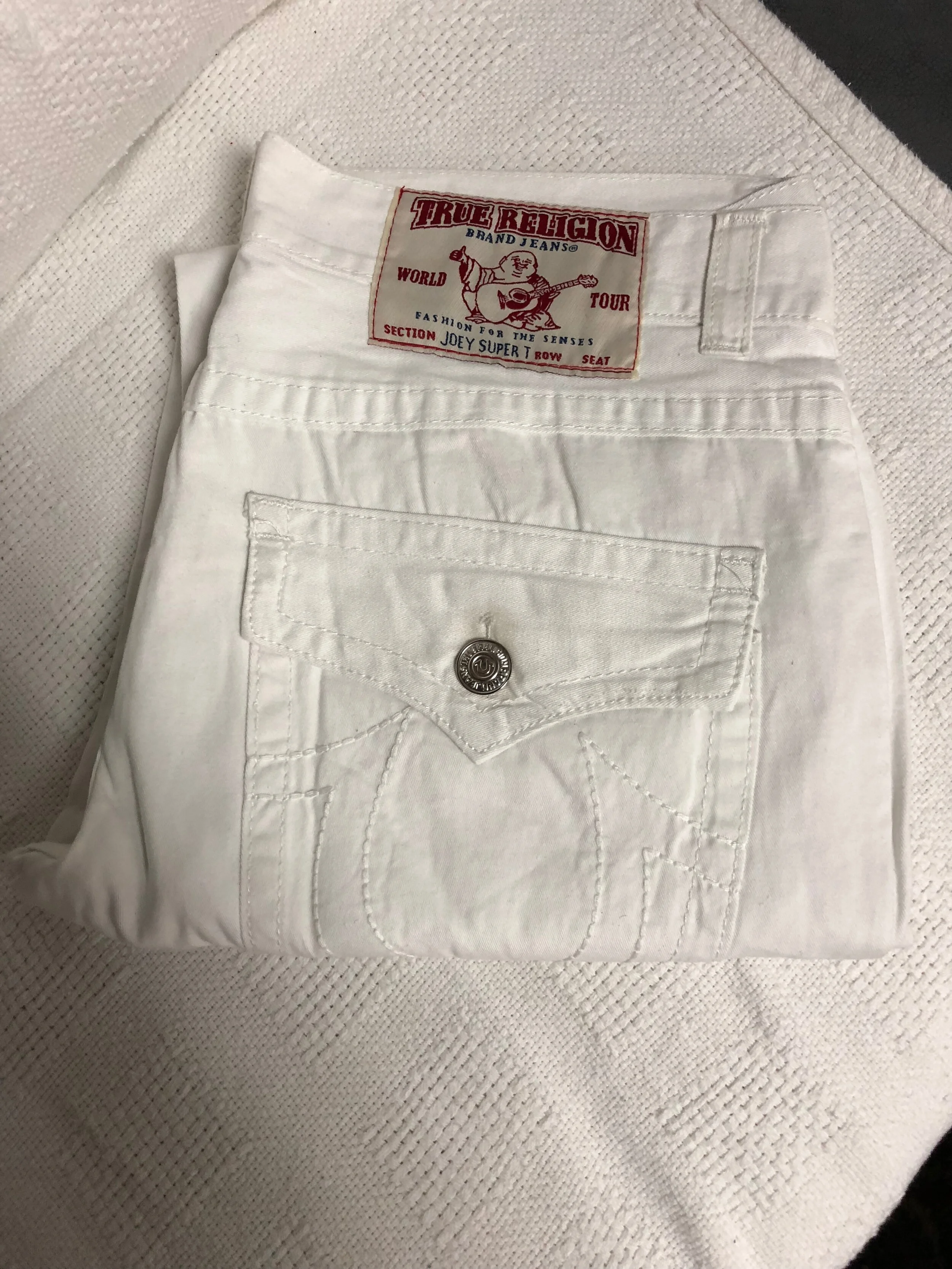 True Religion Joey Super T Jeans White Sz 38