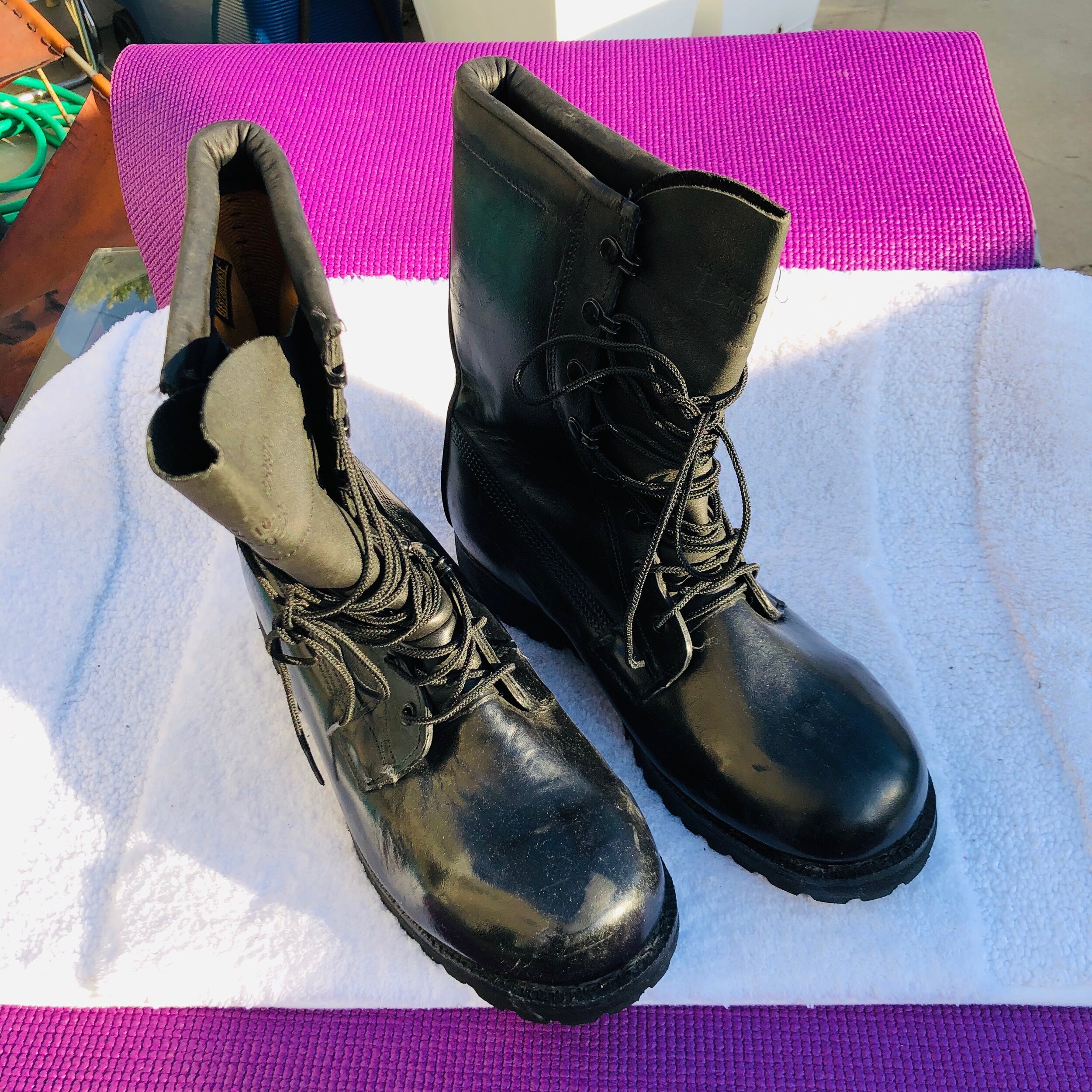 Men's Leather Boots Army Style 8 1/2 XW